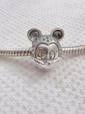 Retired Mickey Mouse Pave Clip Charm For Pandora Bracelet Necklace